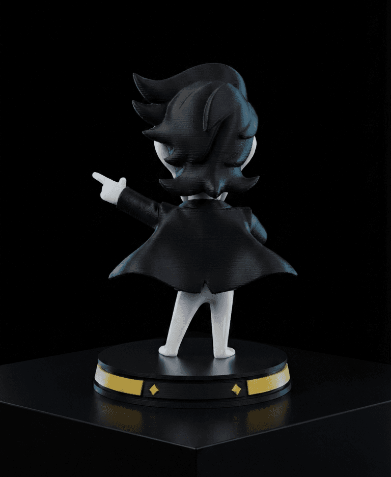 Figurine Spamton G. Spamton – Deltarune 🩷💛, vue 3 — impression 3D, La Cale aux Trésors